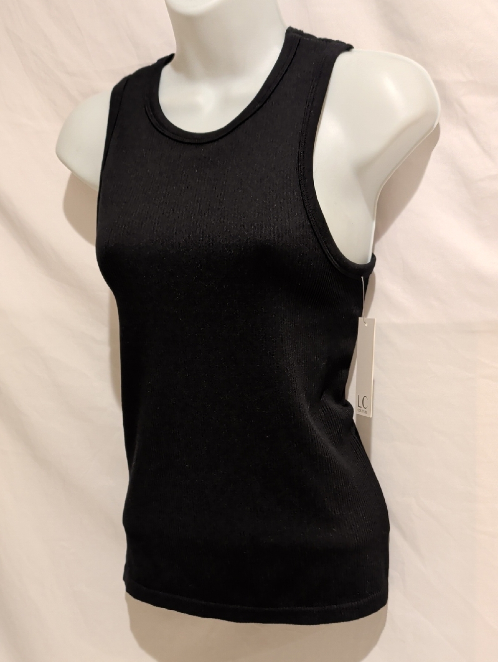 LC Couture Woman Black Ribbed Tank Top Size L